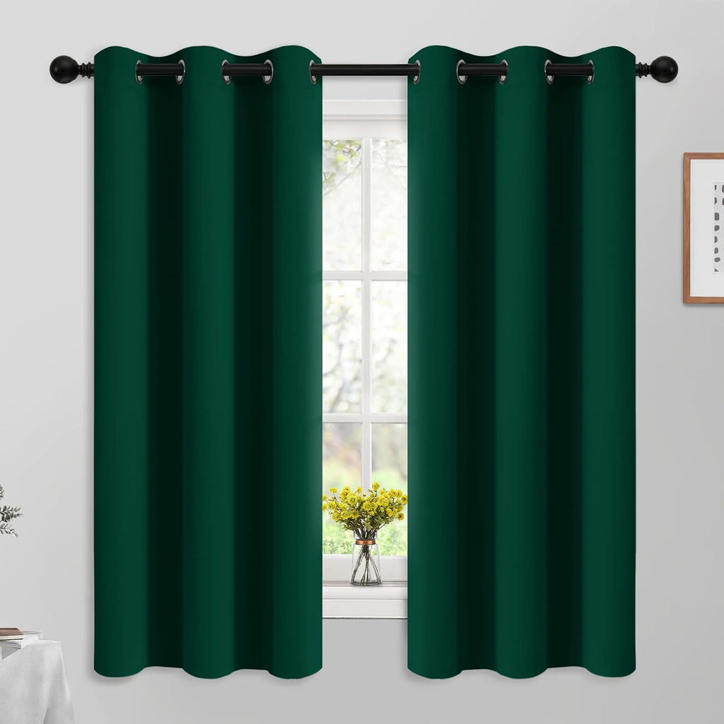 Yakamok Light Blocking Room Darkening Thermal Insulated Blackout Curtains Solid Grommet Top Window Drapes for Bedroom,42W x 63L, Dark…