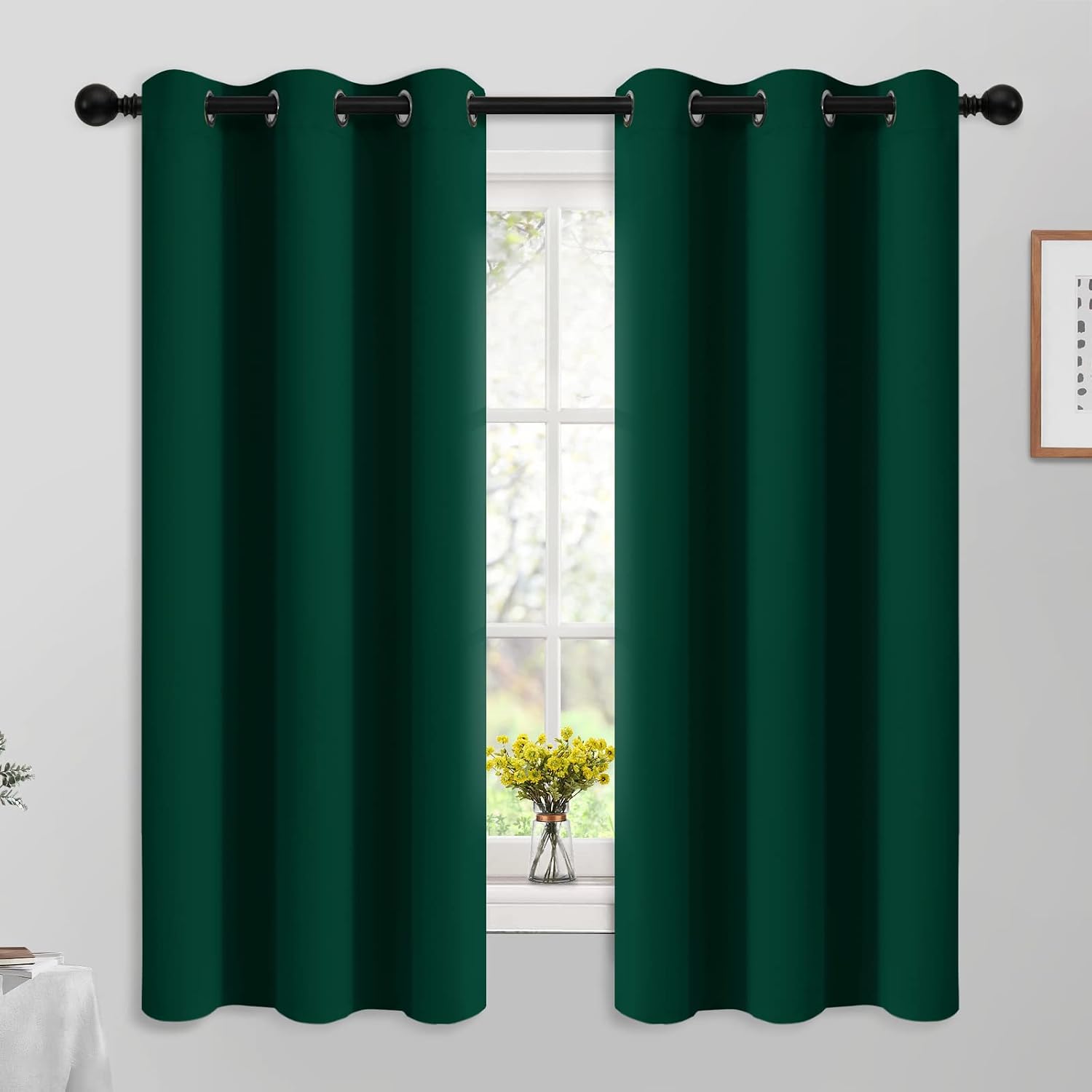 Yakamok Light Blocking Room Darkening Thermal Insulated Blackout Curtains Solid Grommet Top Window Drapes for Bedroom,42W x 63L, Dark…