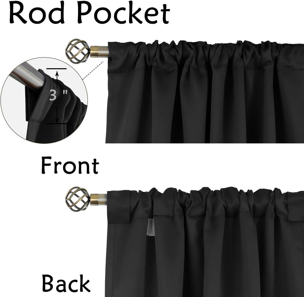 BGment Black Out Curtains 54 Inch Long for Bedroom - 34 x 54 Inch Curtains Thermal Insulated Noise Reducing Energy Efficiency Rod Pocket an…