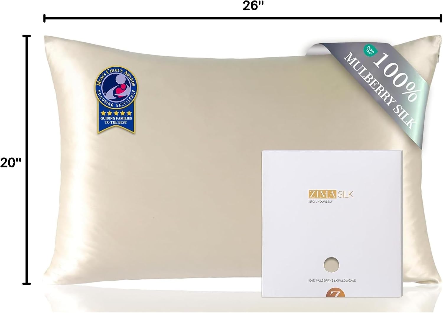 Zimasilk 100% Pure Mulberry Silk Pillowcase for Hair and Skin everyday comfort, Soft and Smooth, Both Sides Grade 6A Silk,600 Thread…