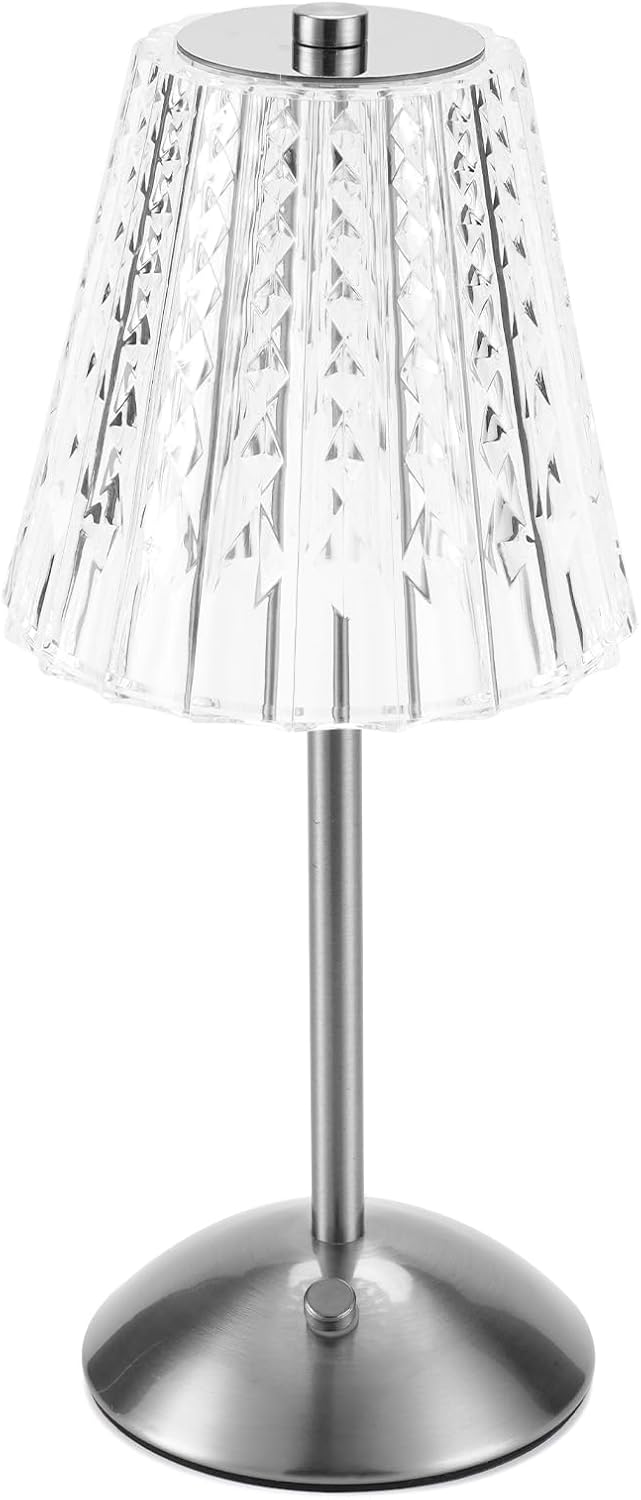 Nusogon Cordless Touch Table Lamp, LED Rechargeable Small Dask Lamp, 3 Colors Dimmable Battery Operated Crysta Lamp for Bedroom…