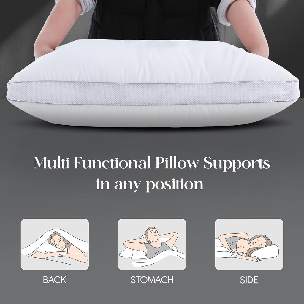 Goose Down Bed Pillows Queen Size Set of 2 (White), Hotel Collection Pillows for Sleeping, Gusseted Pillow for Side, Back, or Stomach…