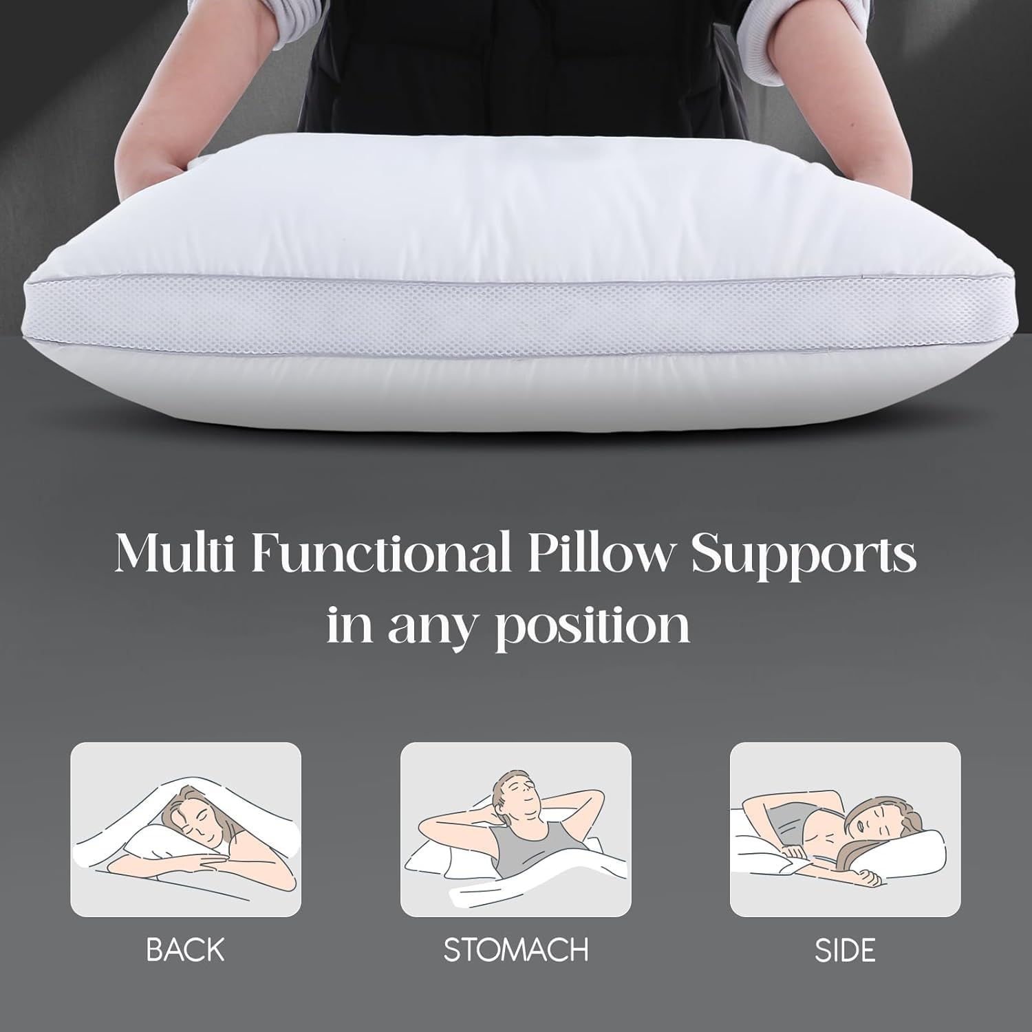 Goose Down Bed Pillows Queen Size Set of 2 (White), Hotel Collection Pillows for Sleeping, Gusseted Pillow for Side, Back, or Stomach…