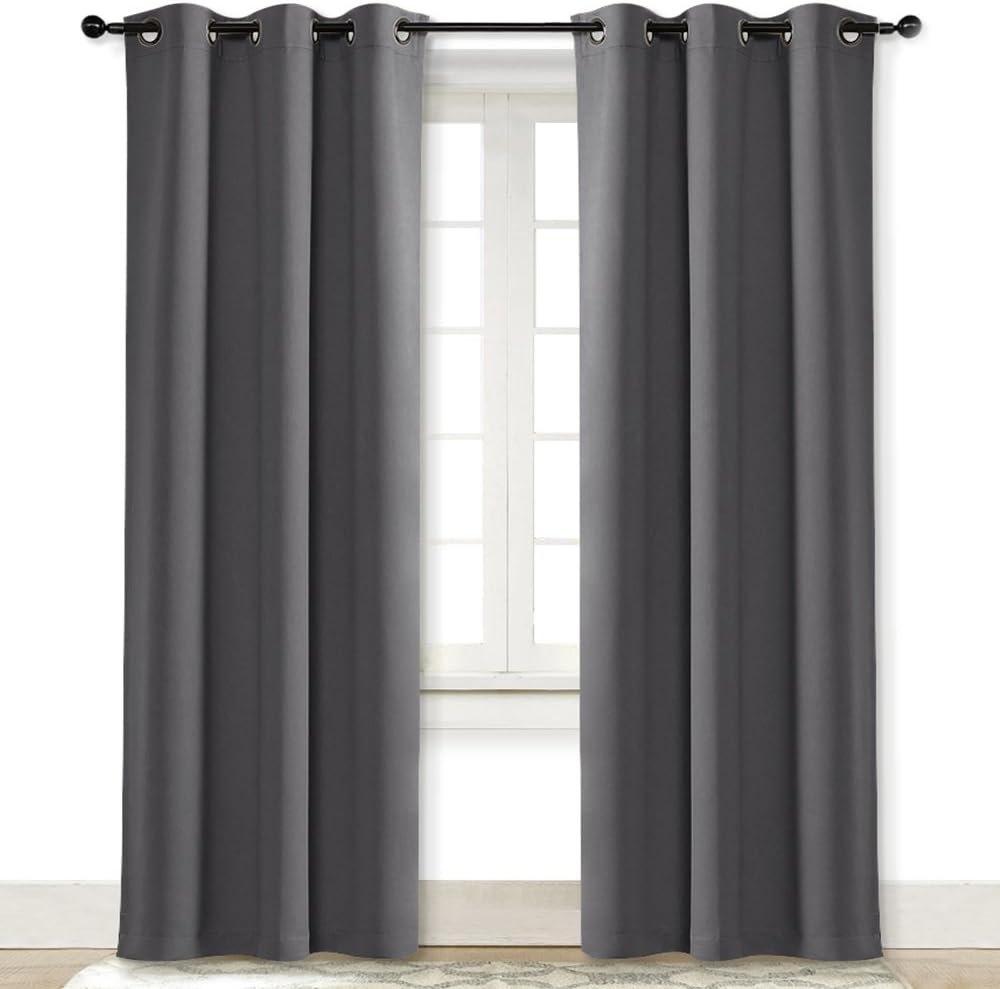 NICETOWN Gray Curtain Blackout Drape Panel 3 Pass Microfiber Noise Reducing Thermal Insulated Window Drapery with Grommet (Single Panel…