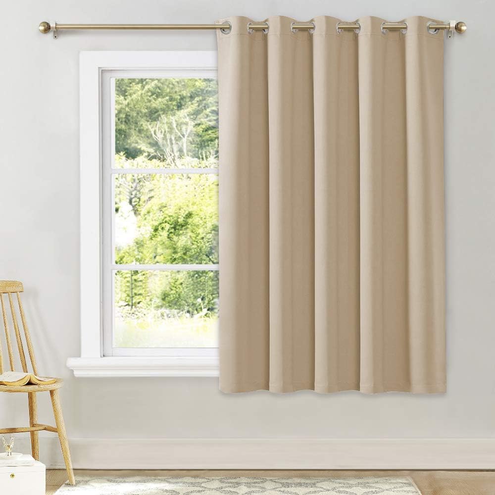 NICETOWN Bedroom Curtain Room Darkening Drapery - Biscotti Beige Room Darkening Drape/Panel for Bedroom, Grommet Top 1 Panel, 70 x 63…