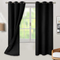 BGment Black Out Curtains 72 Inch Long - Black Blackout Curtains for Bedroom Thermal Insulated Double Layer Full Room Darkening Noise Reduc…