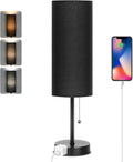 Dott Arts 18" Table Lamp for Bedroom, 3-Color Bedside Lamps with Pull Chain, Bedroom Table Lamps for Nightstand, AC Outlet Small Lamp for…