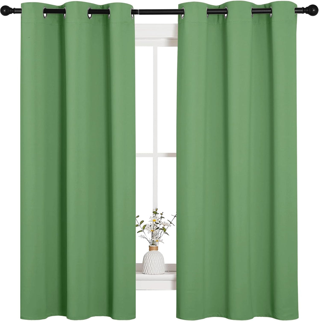 NICETOWN Room Darkening Curtains 63" Long Set of 2 for Bedroom, Forest Green Nursery Essential Thermal Insulated Solid Grommet Top…