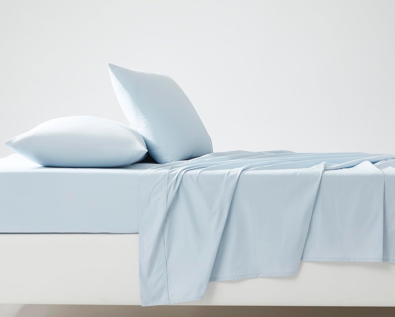Linen Closet 4 Pcs 100% Cotton Queen Sheet Set, Light Blue, 400 Thread Count, Percale Weave, Deep Pocket Fitted Sheet, Fits Up To 18"…