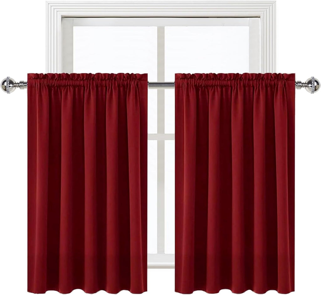 DWCN Burgund Short Blackout Curtains for Bedroom/Kitchen, Thermal Insulated Energy Saving Room Darkening Curtains for Living Room (W60 x…