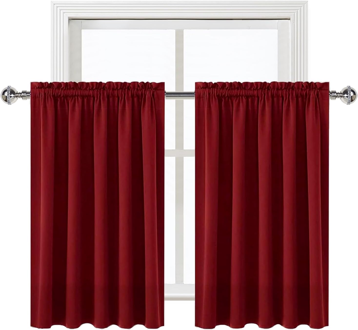 DWCN Burgund Short Blackout Curtains for Bedroom/Kitchen, Thermal Insulated Energy Saving Room Darkening Curtains for Living Room (W60 x…