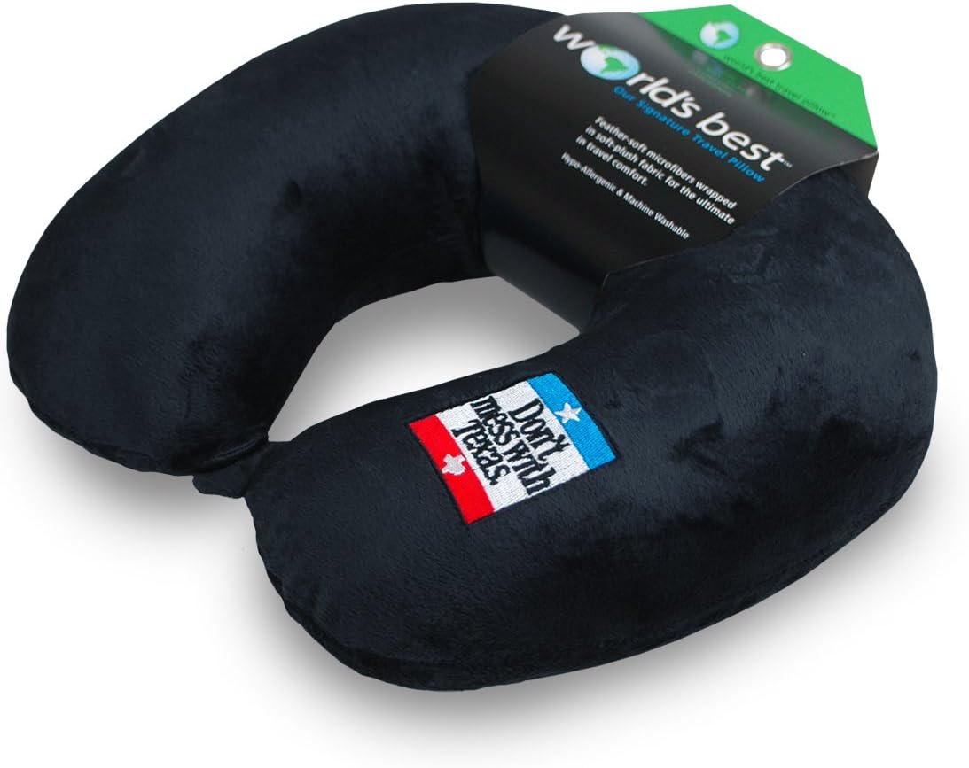 WorldsBest Wolf Essentials Adult Cozy Soft Microfiber Neck Pillow for Travel – Compact, Machine Washable - Perfect for Airplane, Car, or Ho…