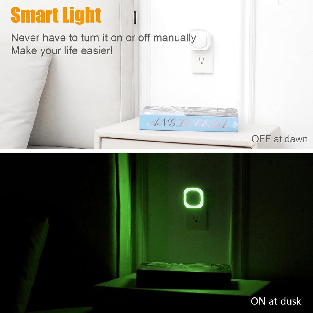 YUNLEX 2 Pack Green Night Light, Dimmable Soft Glow & Indirect Reflection, Auto Dusk to Dawn Sensor, Plug in Nighlight for Home Bar, Game…