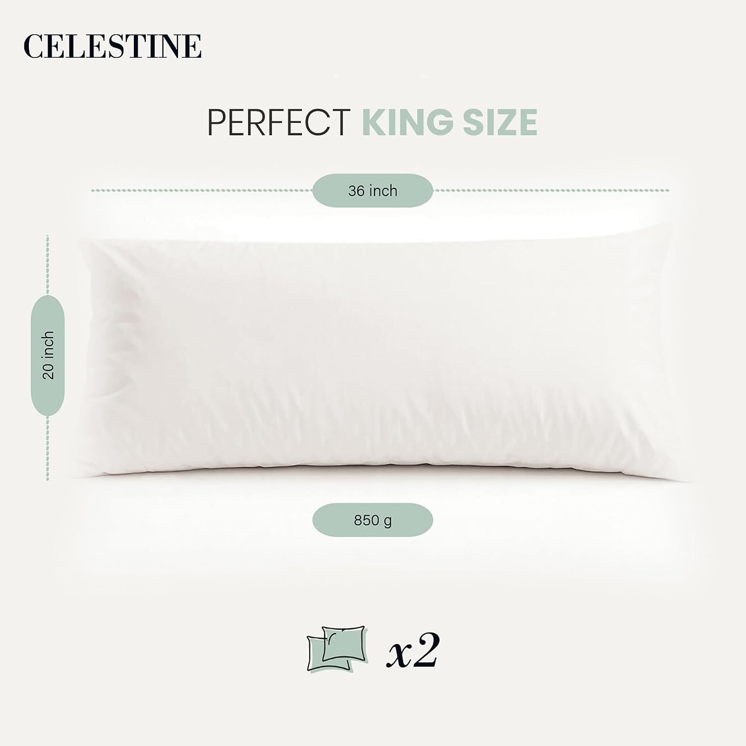 Celestine King Size Bed Pillows Set of 4 – Soft & Supportive Down Alternative Microfiber Filling, Plush White 36x20 Sleeping Pillows for Si…