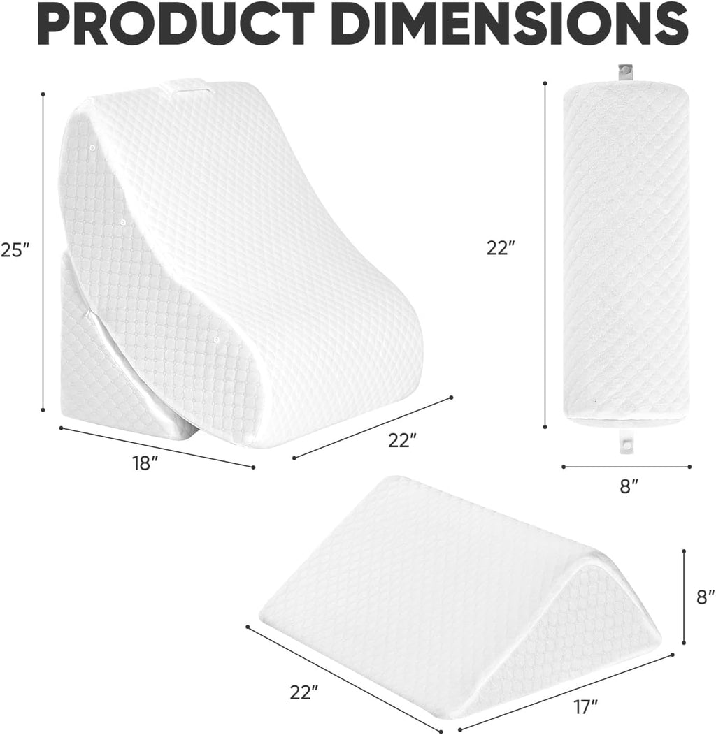 Oaisz 4 PCS Wedge Pillow Set for After Surgery, Memory Foam Orthopedic Bed Wedge Pillow Set, Adjustable Bed for Sleeping, Acid Reflux Relie…