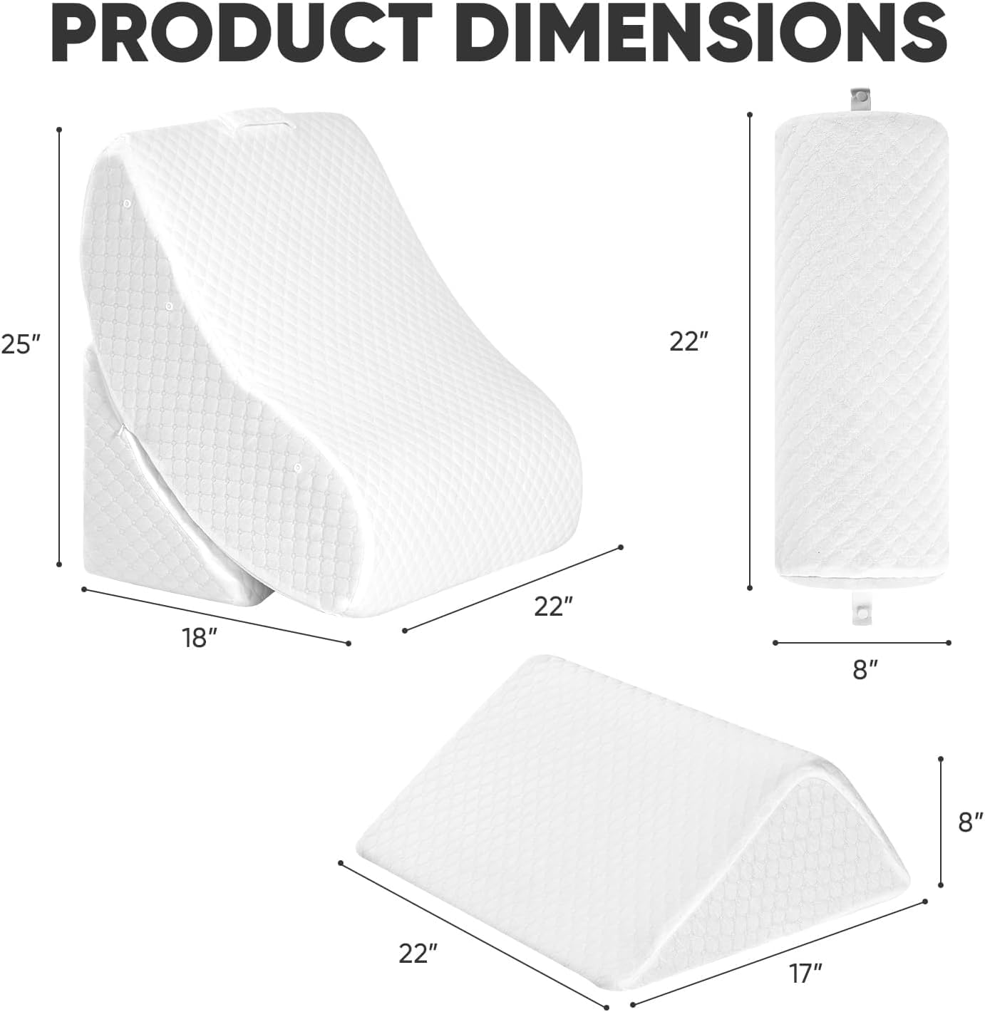 Oaisz 4 PCS Wedge Pillow Set for After Surgery, Memory Foam Orthopedic Bed Wedge Pillow Set, Adjustable Bed for Sleeping, Acid Reflux Relie…