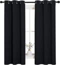 NICETOWN Living Room Blackout Curtains and Drapes, Black Solid Thermal Insulated Grommet Blackout Drapery Panels for Window (2 Panels, 34…