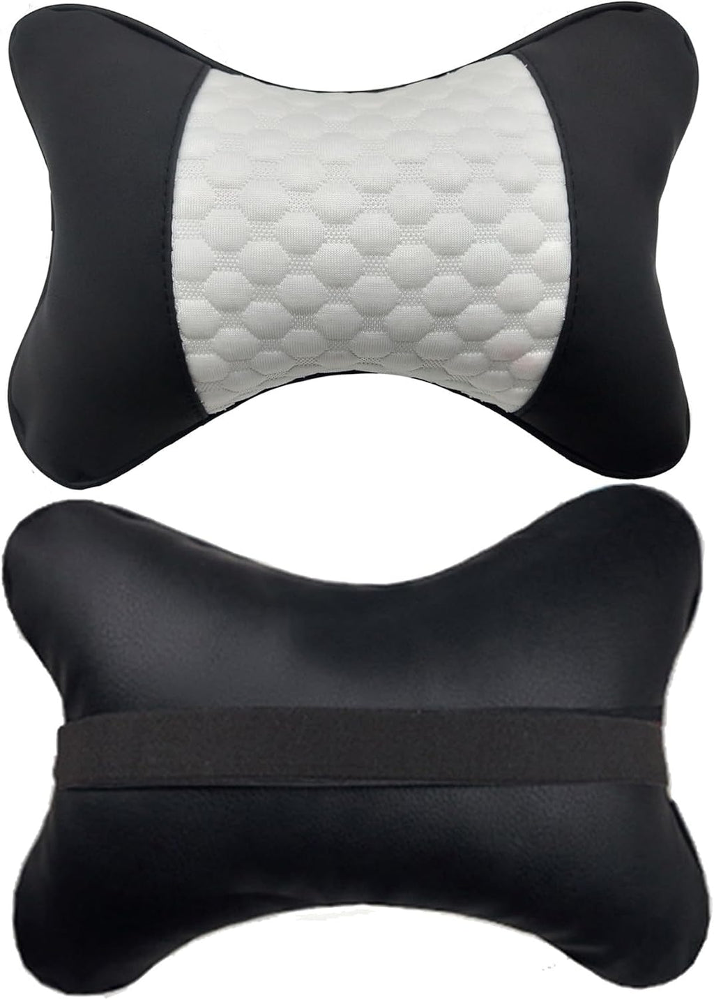 Professinalcaraccessories Car Neck Pillows Both Side Pu Leather 2pieces Pack Headrest Fit for Most Cars Filled Fiber Universal Car Pillow (…