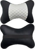 Professinalcaraccessories Car Neck Pillows Both Side Pu Leather 2pieces Pack Headrest Fit for Most Cars Filled Fiber Universal Car Pillow (…