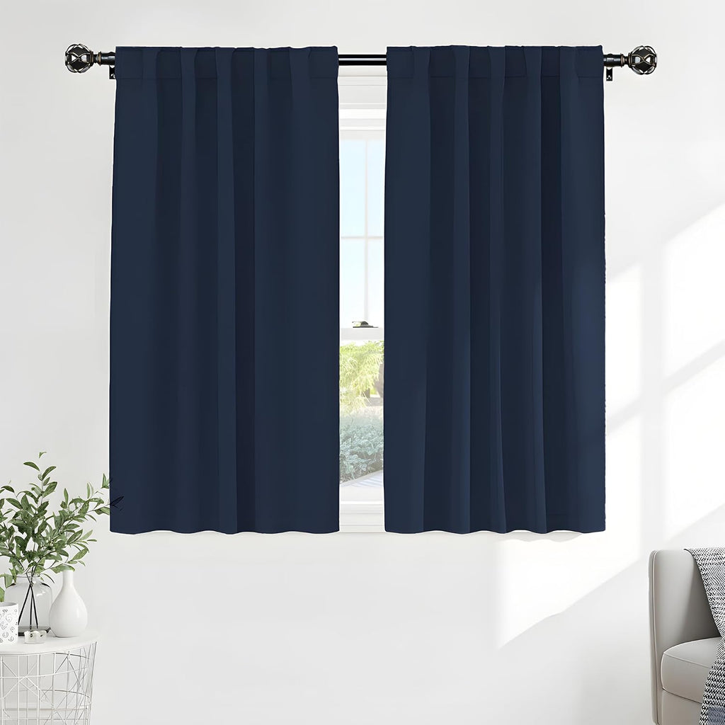 Ponydance PONY DANCE Black Out Curtains 48 inch Long for Short Small Window, Rod Pocket and Back Tab Thermal Insulated Room Darkening Curta…