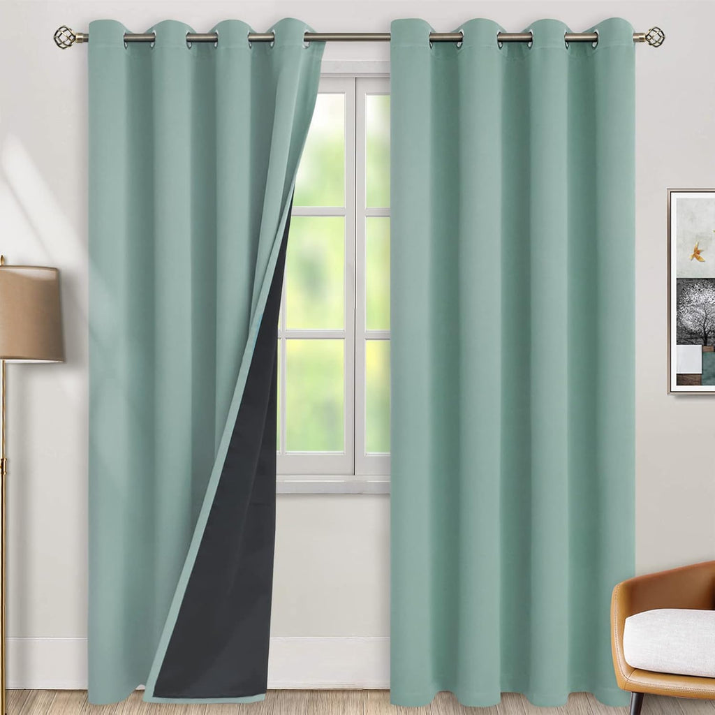 BGment Thermal Insulated 100% Blackout Curtains for Bedroom with Black Liner, Double Layer Full Room Darkening Noise Reducing Grommet Curta…