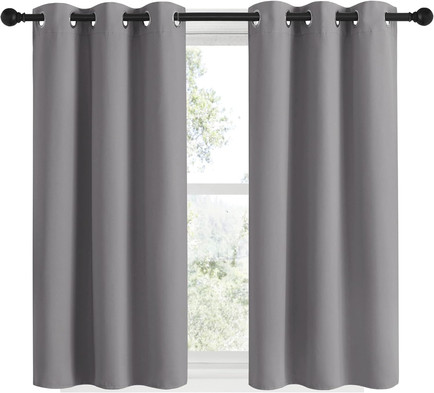 NICETOWN Silver Grey Blackout Curtain Panels for Bedroom, Thermal Insulated Grommet Top Blackout Draperies and Drapes for Basement (2…