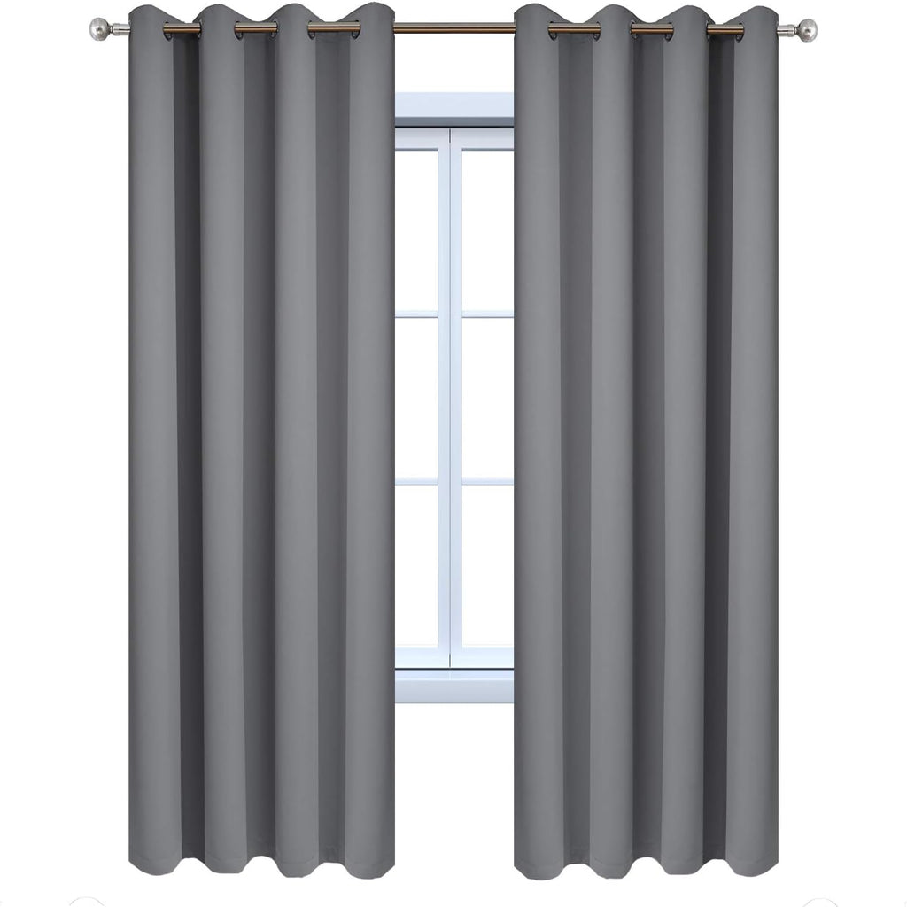Yakamok Blackout Curtains 96 Inches Thermal Insulated Grey Room Darkening Window Drapes with 8 Grommets Window Treatment Curtain for…