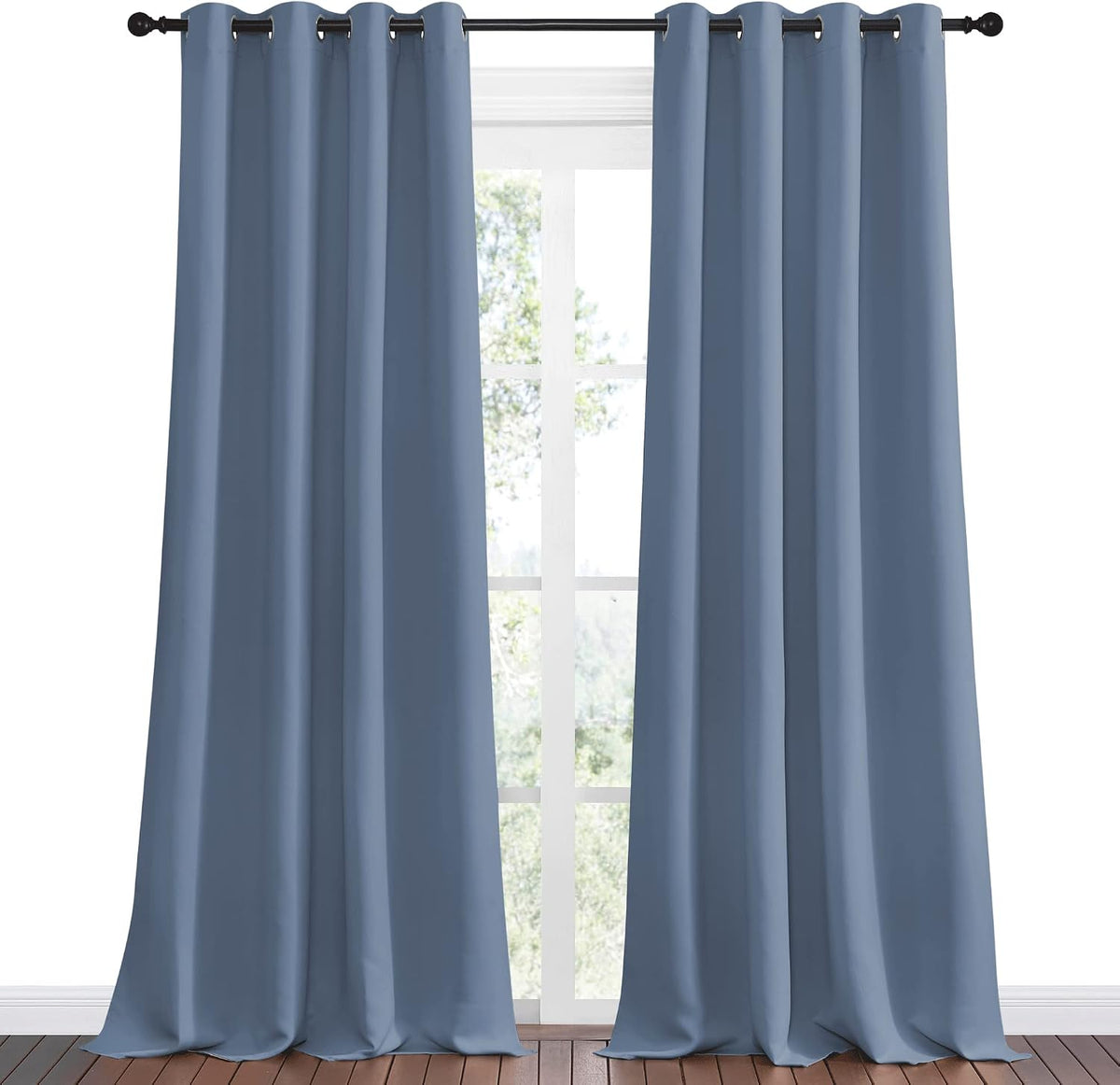 Nicetown Stone Blue Room Darkening Curtain Panels 102" Length for Bedroom Living Room, 55" Width, 2 Pieces, Thermal Insulated Blackout Drap…