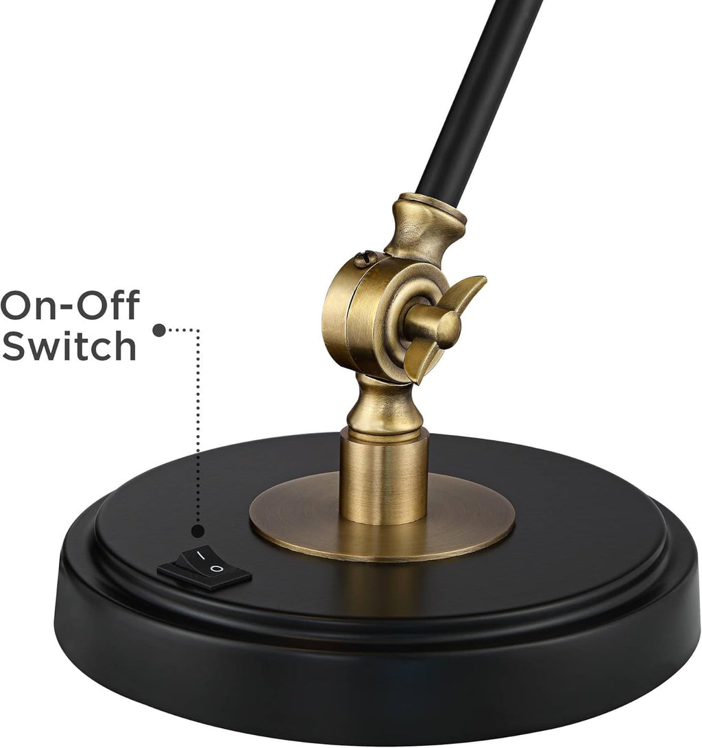 360 Lighting Wray 26 3/4" High Modern Adjustable Desk Lamp with USB Charging Ports A+C Painted Black Brass Metal Cone Shade for Living…