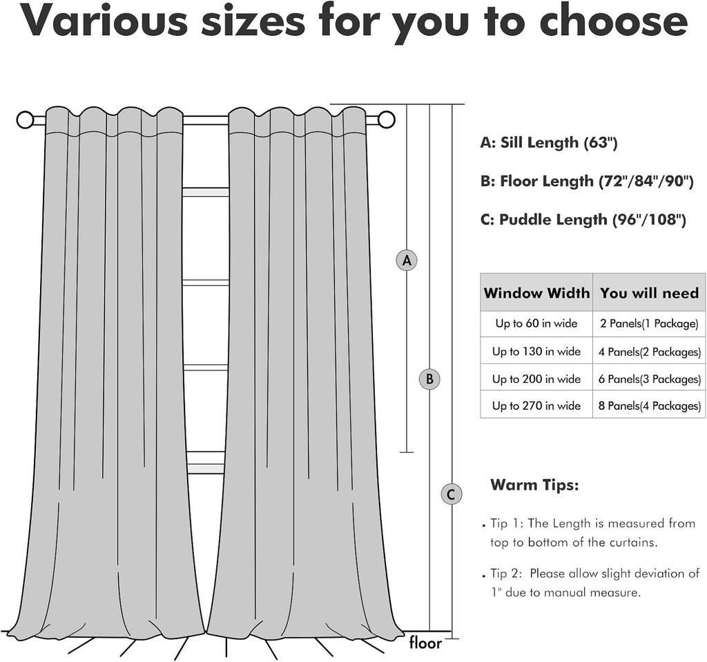 Miulee Velvet Curtains 90 inches 2 Panels - Luxury Room Darkening Curtains for Bedroom Living Room Thermal Insulated Super Soft Window Drap…