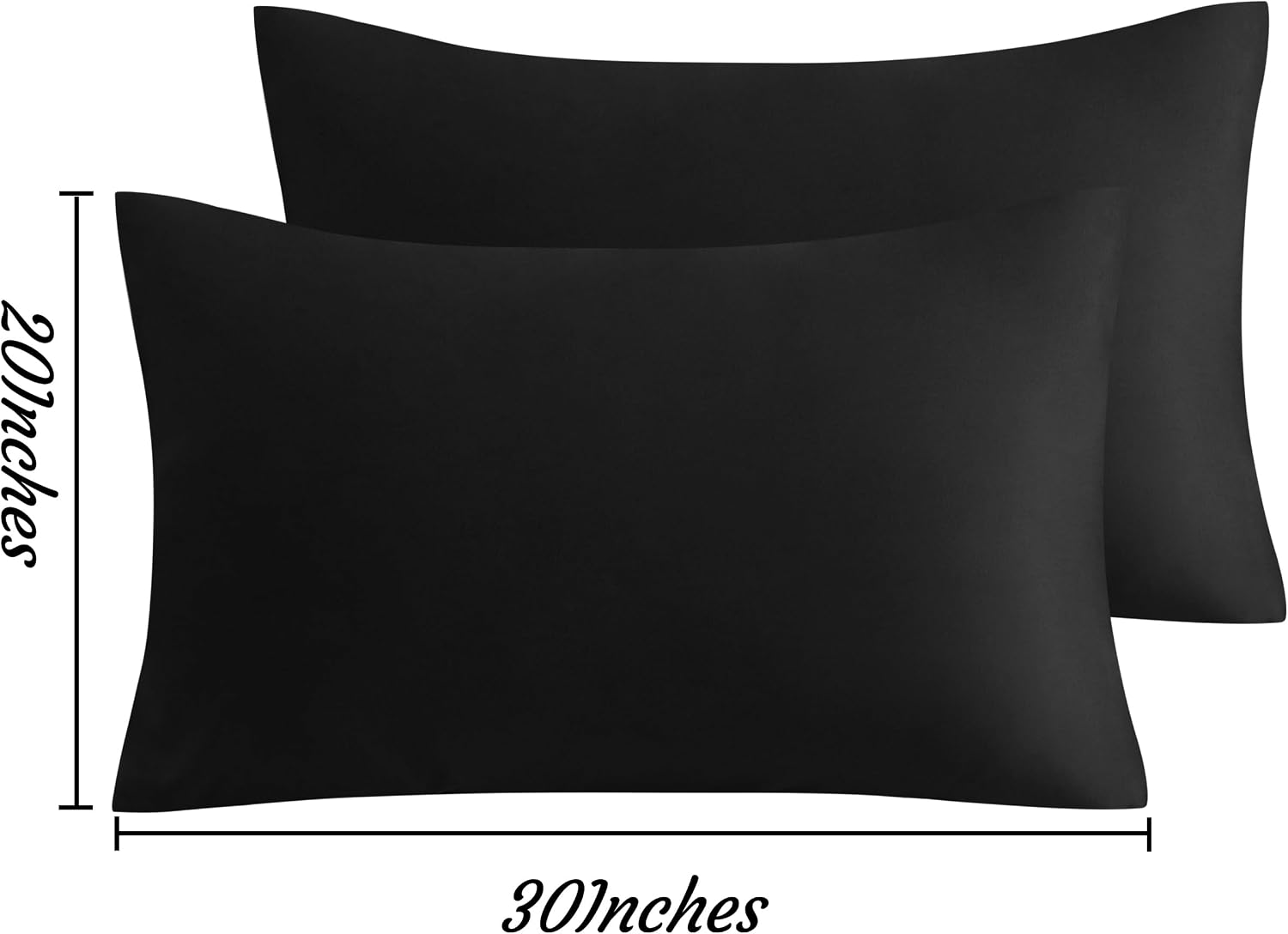Ntbay Queen Pillow Cases Set, 2 Pack Brushed Microfiber 20x30 Inches, Soft, Wrinkle, Fade, Stain Resistant Black Pillow Cases with Envelope…