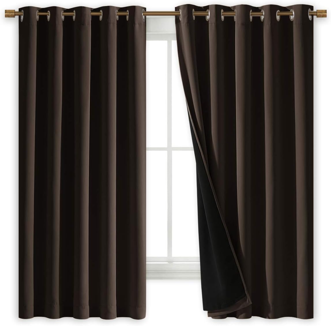 Nicetown Complete 100% Blackout Curtains, Thermal Insulated & Energy Efficiency Window Draperies with Black Liner, Noise Reducing Short Cur…