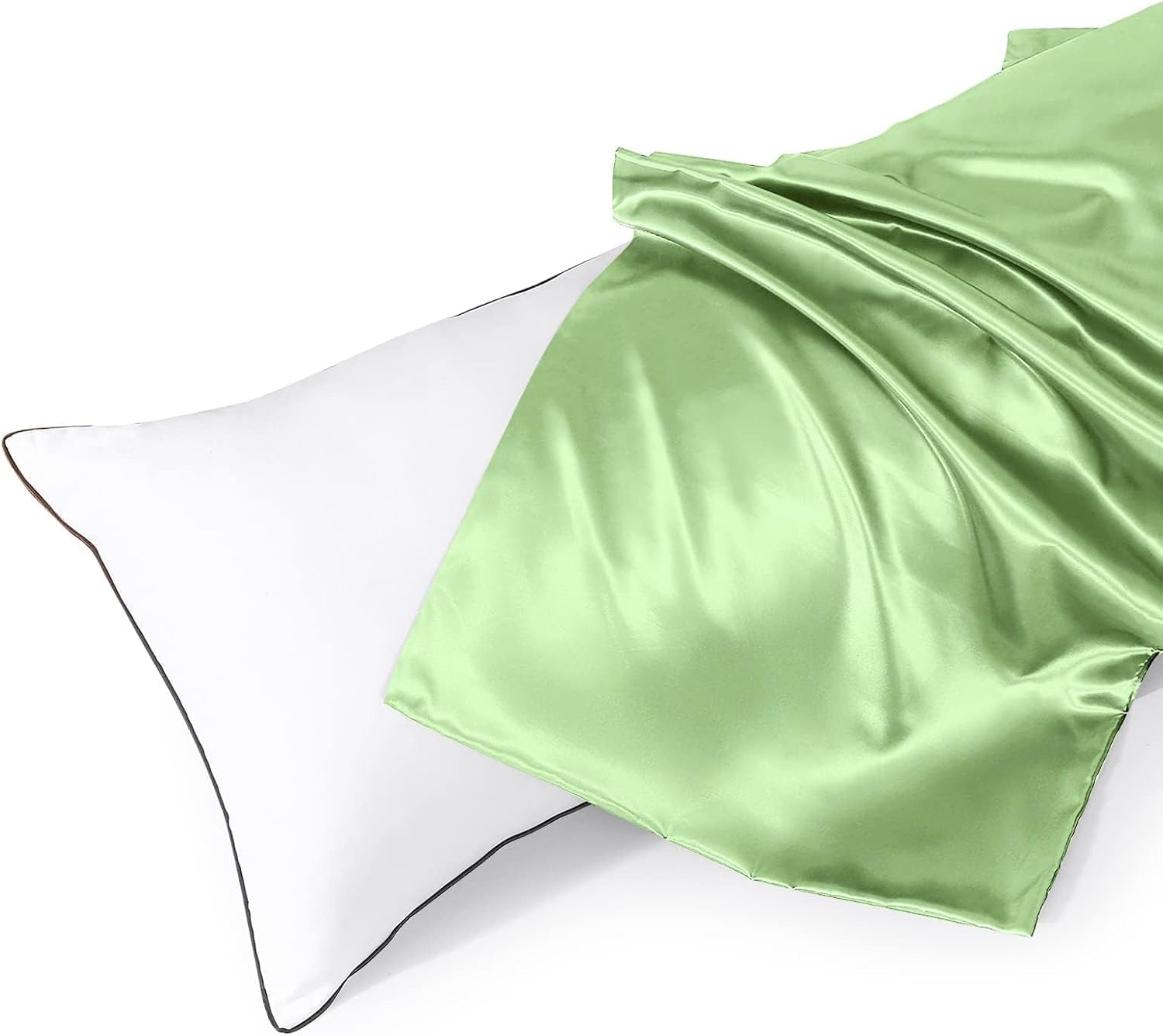 Huxmeyson Body Pillow with Satin Pillowcase, Body Pillow for Adults, Removable Cover, Green (20"x54") Green