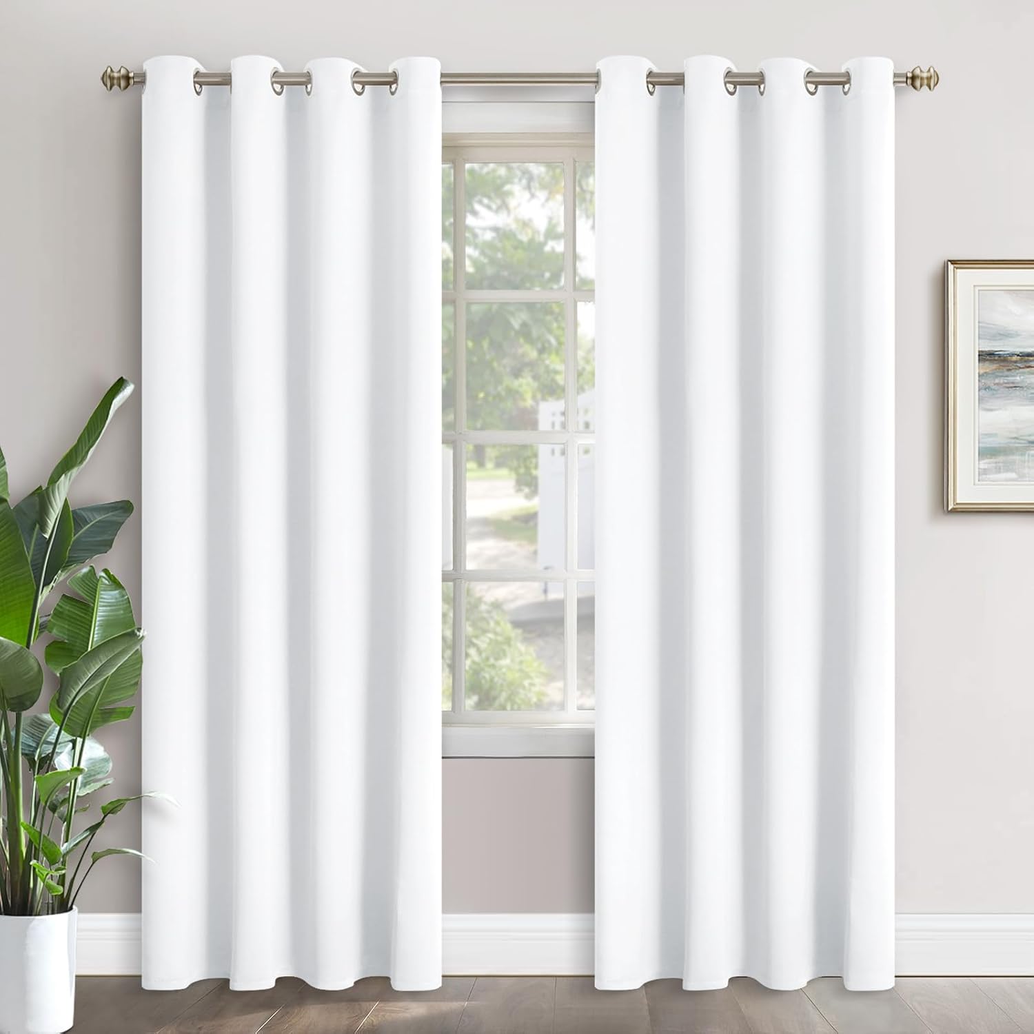 YoungsTex White Curtains 84 Inches Length Grommet Privacy Living Room White Window Drapes Thermal Insulated for Sliding Door Dining Bedroom…
