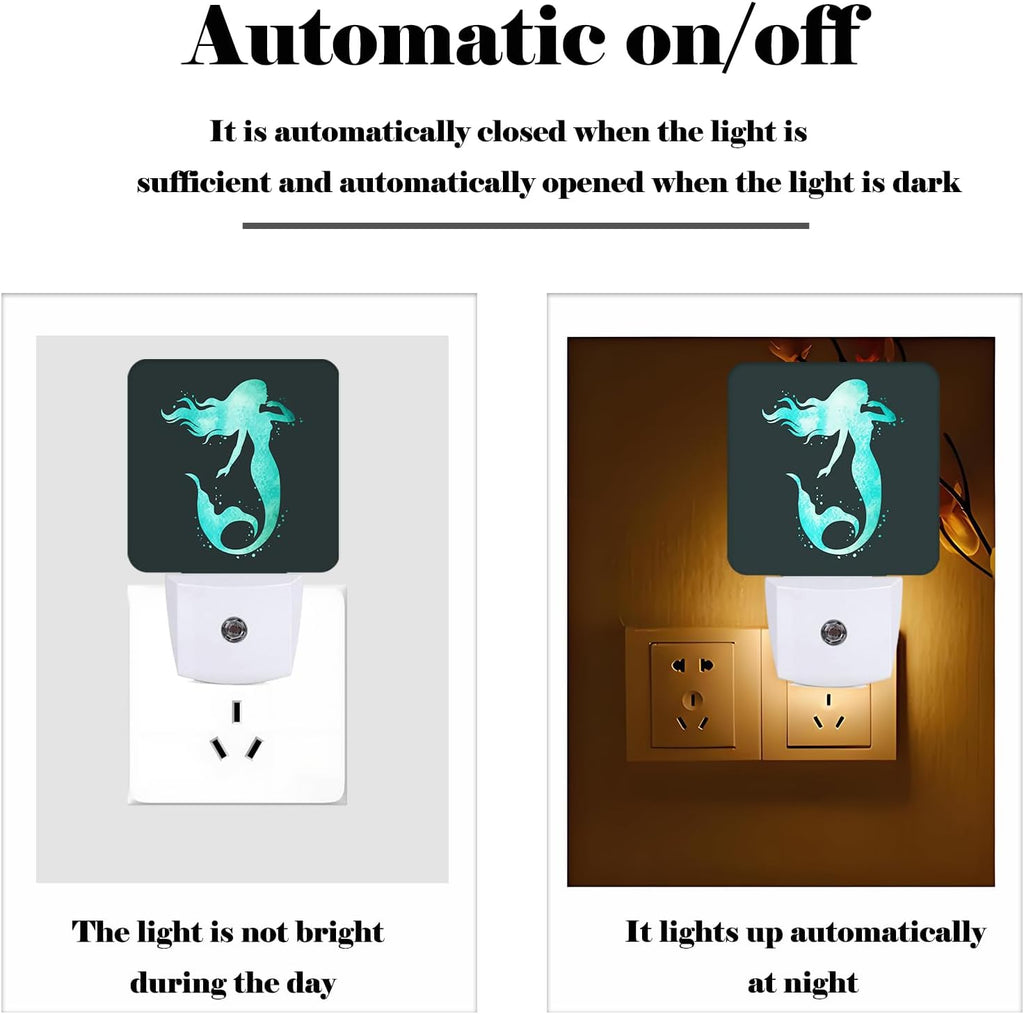Groovy Mermaid Night Light, Plug-in Nightlights Auto Sensor Night Lamp Dusk-to-Dawn Lamp Home Decor for Nursery Children Girls Boys