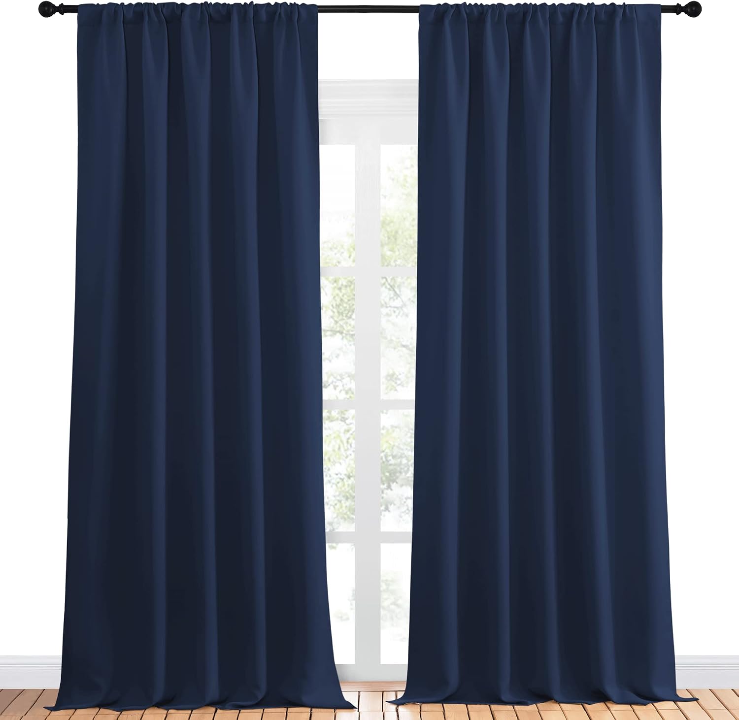 NICETOWN Navy Curtains Blackout Draperies - Modern Design Thermal Insulated Rod Pocket Blackout Drapes for Kid's Bedroom, Window Covering…