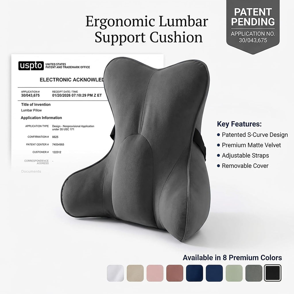 Lumbar Support Pillow (Pat. Pend) for Office Chair, Couch, Recliner & Car Seat, Ergonomic Back Support for Lower Back Comfort, with…