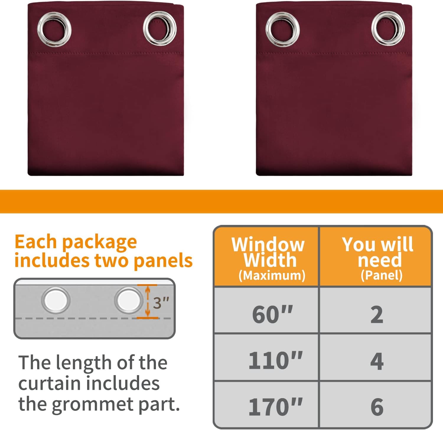 YoungsTex Burgundy 100% Blackout Curtains for Bedroom, Thermal Insulated Drapes with Grommet Full Room Darkening with Black Backing for Liv…