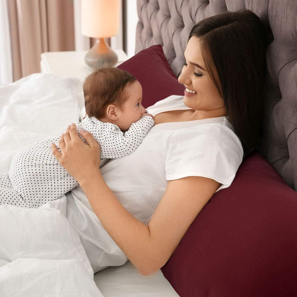 PiccoCasa Body Pillow Cover, 110 GSM Microfiber, Soft Body Pillowcases with Zipper Closure - Burgundy (20"x48") cotton