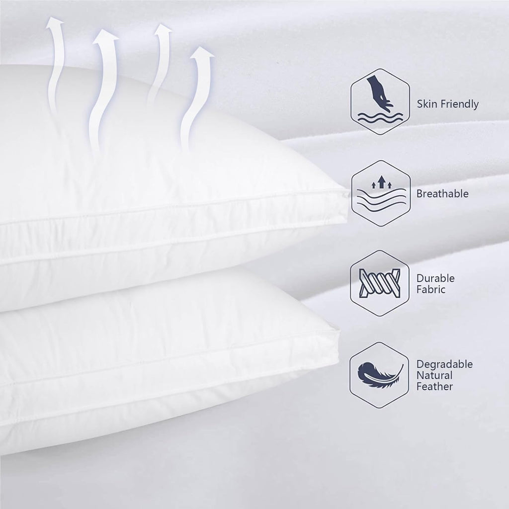 Vendare Queen Size Goose Down Pillow - Single Bed Pillow, Hypoallergenic Down and Feather Blend 500 Fill Power, 100% Cotton Cover, Medium F…