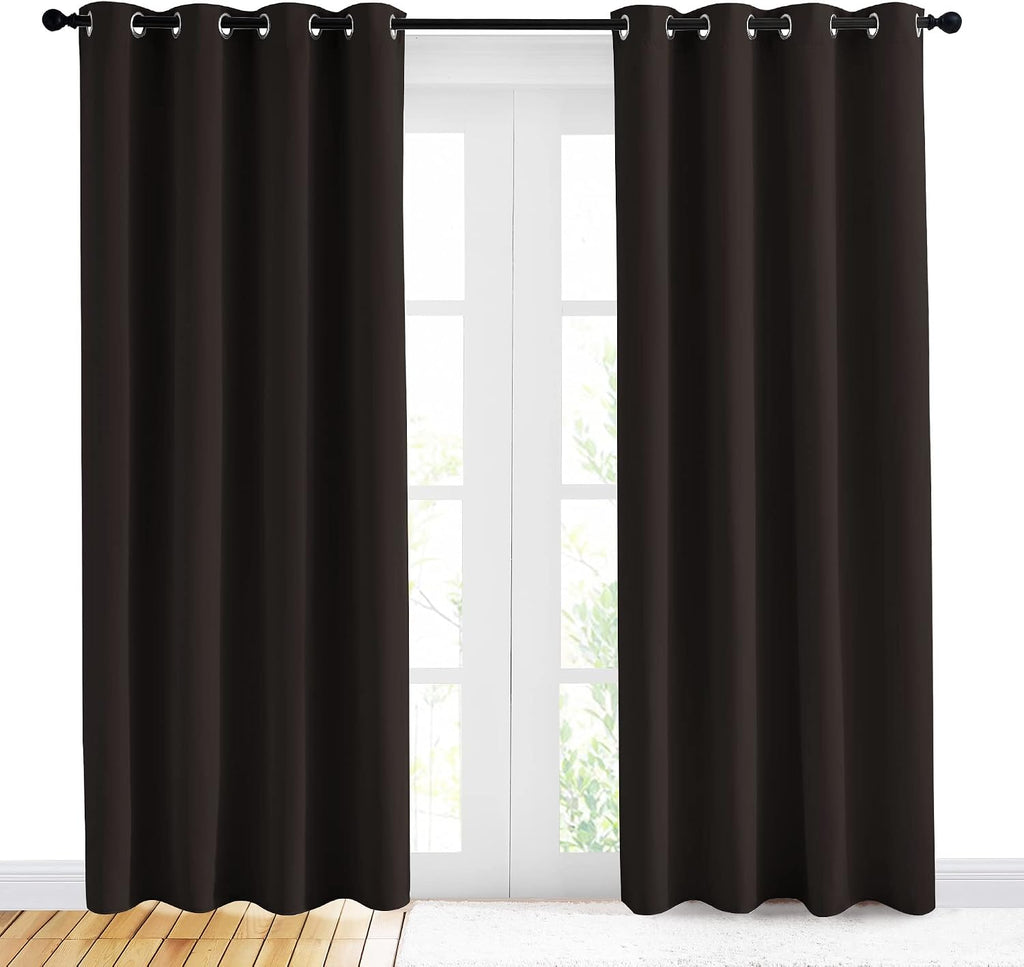 NICETOWN Energy Smart Thermal Insulated Solid Grommet Blackout Curtains/Drapes for Living Room (2 Panels, 42 inches x 84 inches, Toffee…