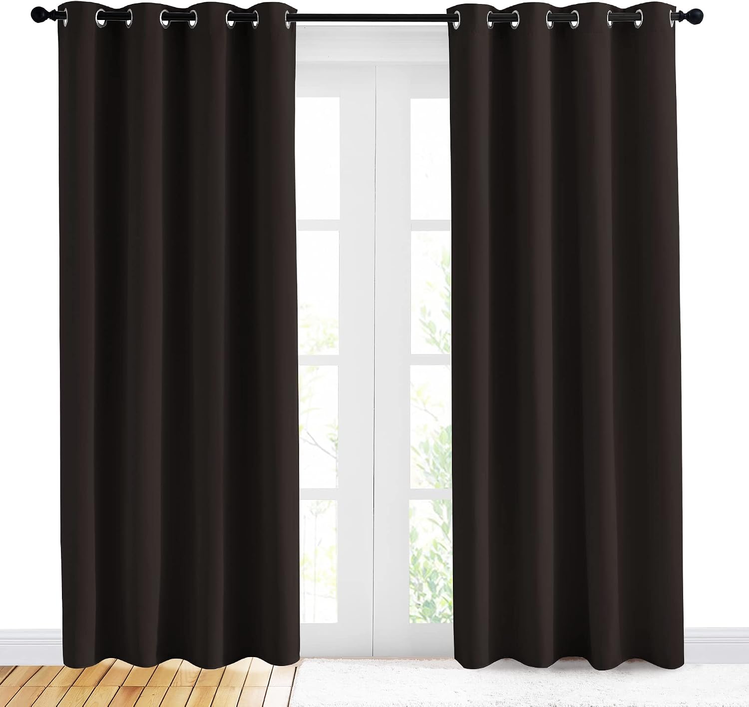 NICETOWN Energy Smart Thermal Insulated Solid Grommet Blackout Curtains/Drapes for Living Room (2 Panels, 42 inches x 84 inches, Toffee…