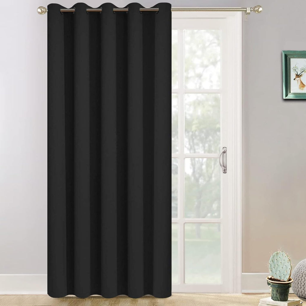 Yakamok Wide Thermal Blackout Patio Door Curtain Panel, Sliding Door Insulated Grommet Curtains, Extra Wide Curtains for Sliding Glass…