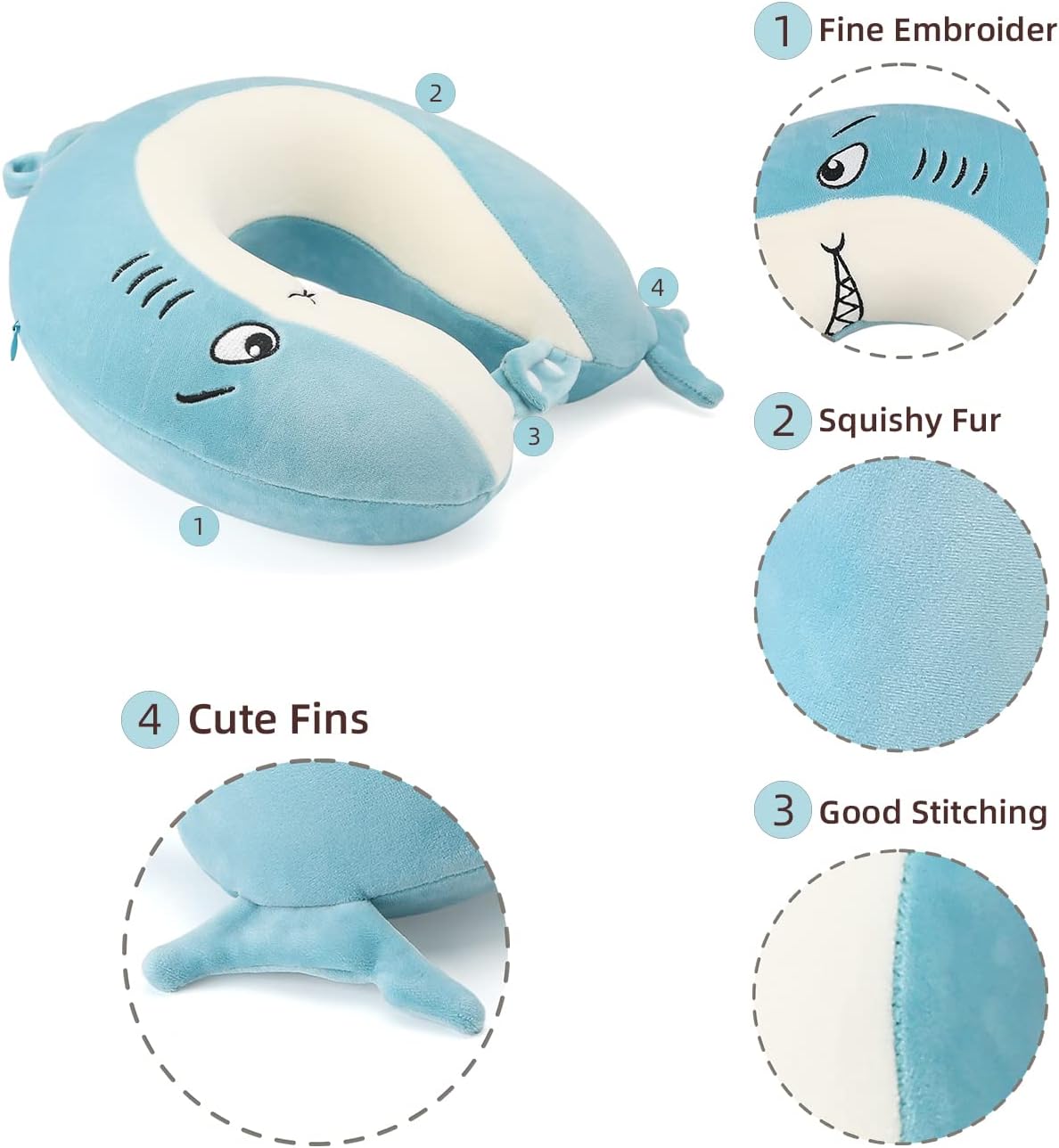 NiuniuDaddy Niuniu Daddy Kids Travel Pillow for Airplane Road Trip Car Seat, Neck Chin Supporting, Stop Head from Falling Forward, Memory F…