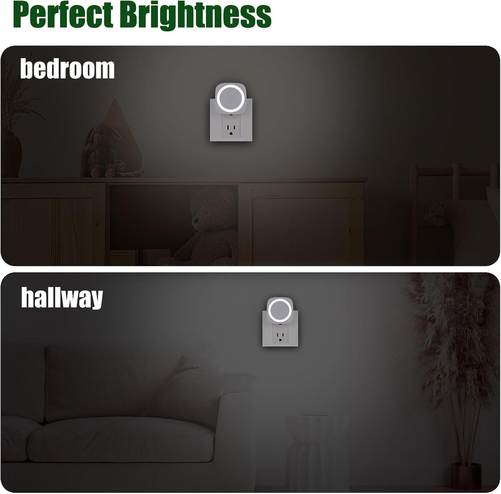 White Night Lights Plug in to Wall,4 Packs Dimmable Night Light with Auto Dusk to Dawn Sensor, Soft Glow Night Light for Bathroom…