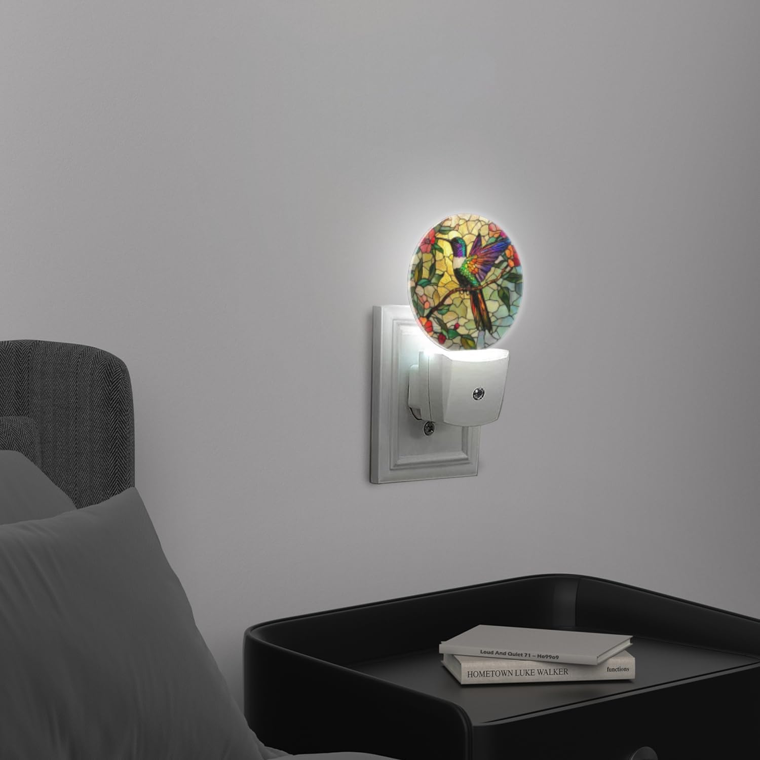 LED Night Lights Lamp with Dusk to Dawn Sensor, Colorful Hummingbird Perched On Branch Night Light Plug Into Wall for Kids Room, Bedroom…