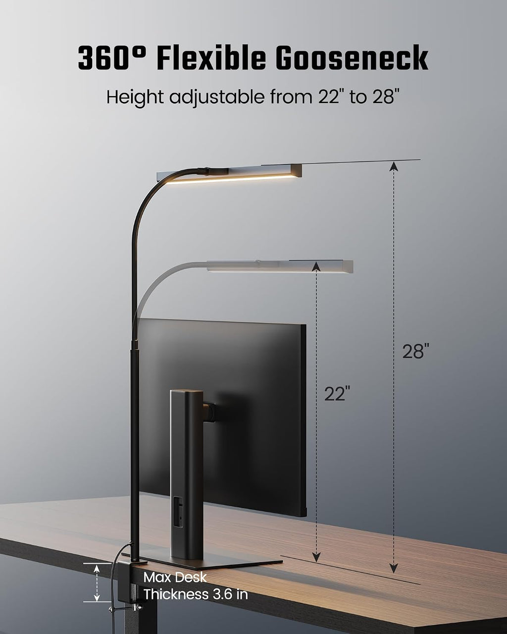 SUPERDANNY LED Desk Lamp for Office Home, Eye-Caring Desk Light with Adjustable Gooseneck, 12W Touch Control Dimmable Brightness…