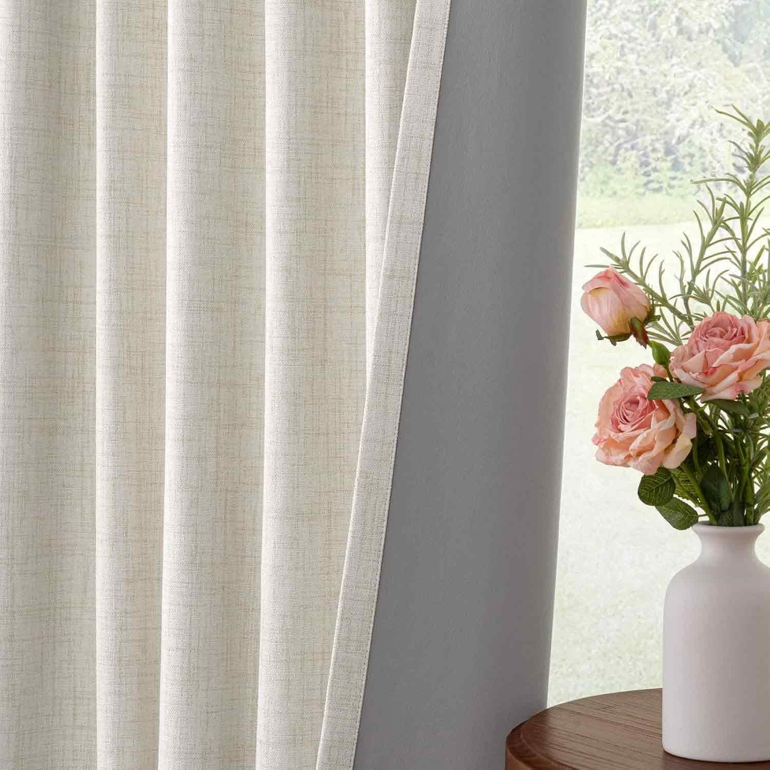 Inovaday 100% Blackout Curtains 72 Inches Length 2 Panels Set, Back Tab/Rod Pocket Linen Black Out Curtains for Bedroom, Thermal Insulated…