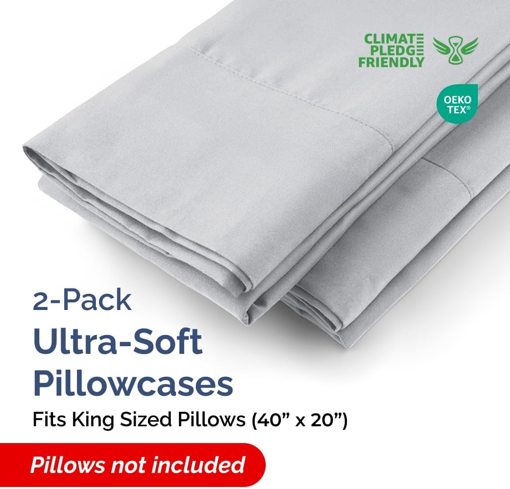CGKUnlimited King Pillow Cases - 2 Pack - Super Soft Pillowcase Covers - Envelope Enclosure - Hotel Quality Pillow Protectors - Wrinkle Fre…