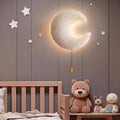 Aurelema Fluffy Moon Night Light Wall Lamp Sleeping Nursery Lighting Cute Floating Battery Operated Hanging Lamp for Baby Boys Girls…